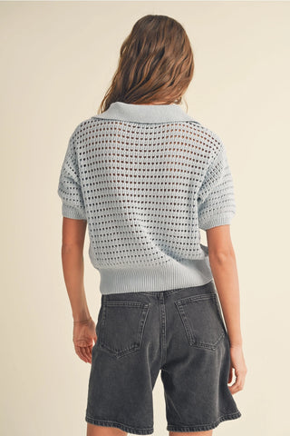 Crochet Knit Collared Top
