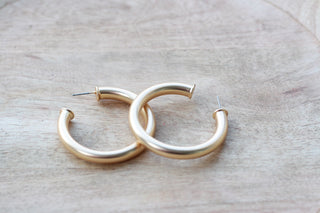 Brushed Gold Everyday Hoops
