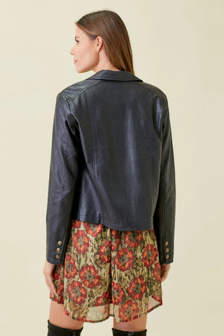 Faux Leather Cropped Jacket